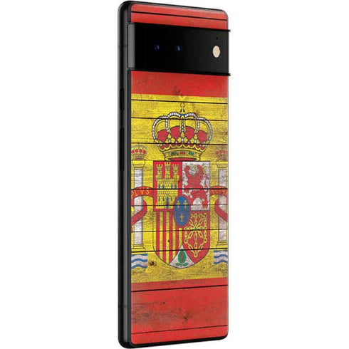 Spain Flag Dark Wood Google Pixel 6 Skin